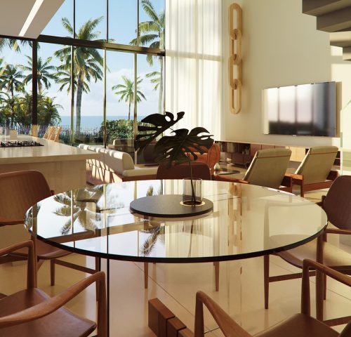 Torre Anima 03 - Sala com cozinha integrada