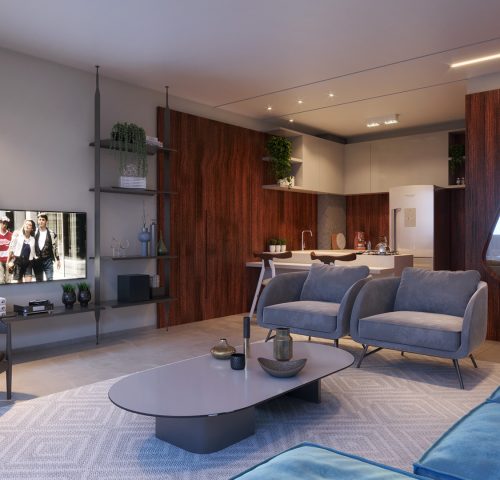 Torre Anima 602 - Sala com cozinha integrada